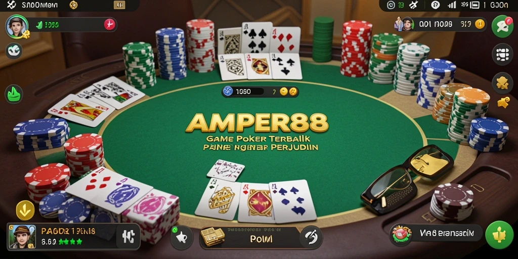 Screenshot gameplay AMPER88 yang menampilkan momen seru permainan poker.