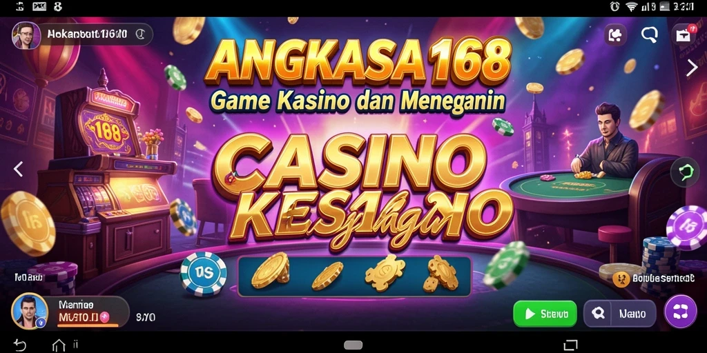 Screenshot gameplay ANGKASA168 menunjukkan suasana Kasino yang penuh warna.