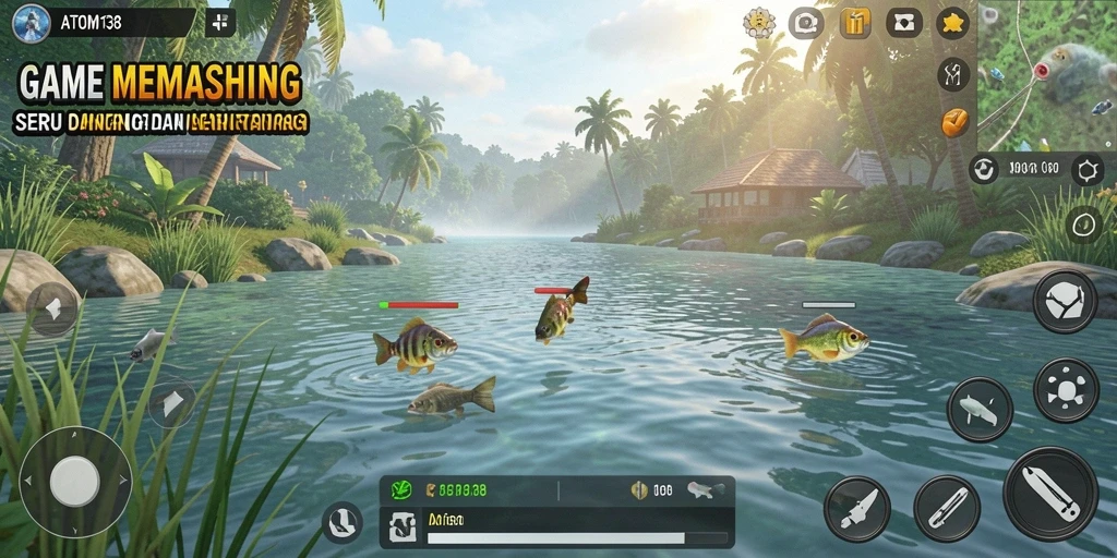 Gambaran jelas dari gameplay memancing yang seru di ATOM138.