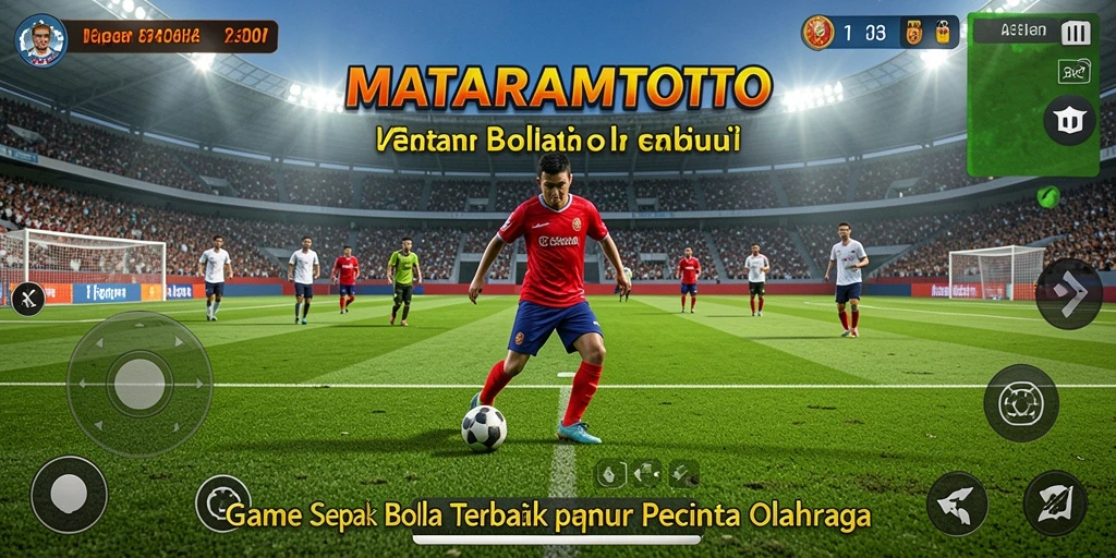 Tampilan gameplay seru dalam MATARAMTOTO yang menggambarkan aksi sepak bola.