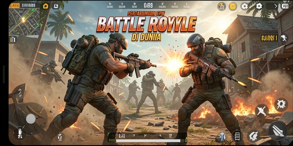 Tangkapan layar OJA89 menampilkan aksi pertempuran intens di arena Battle Royale.