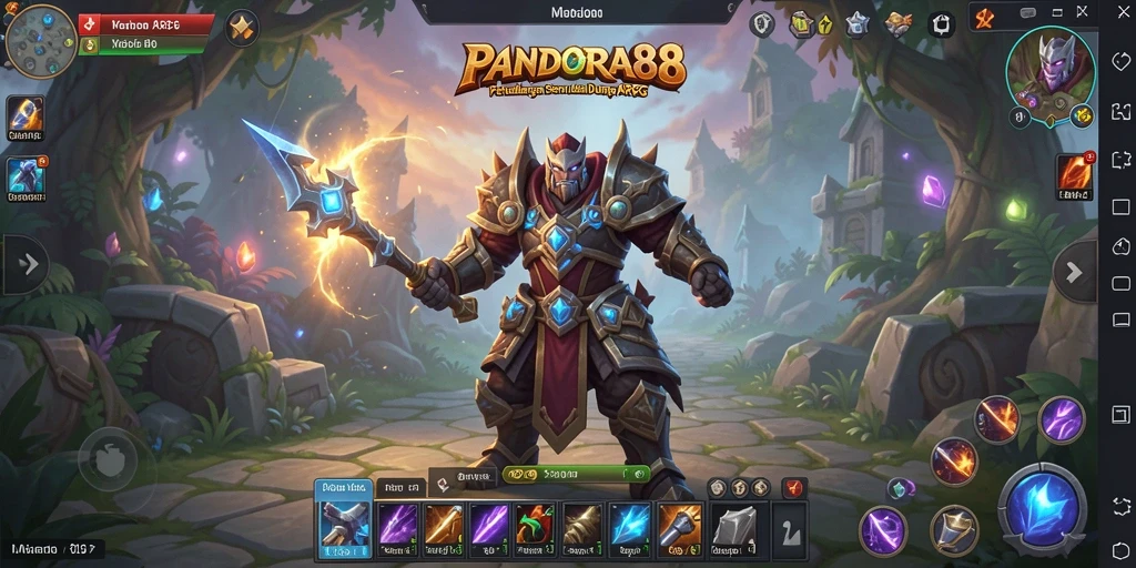 Tangkapan layar gameplay PANDORA88 menunjukkan pertempuran epik dan eksplorasi dunia yang luas.